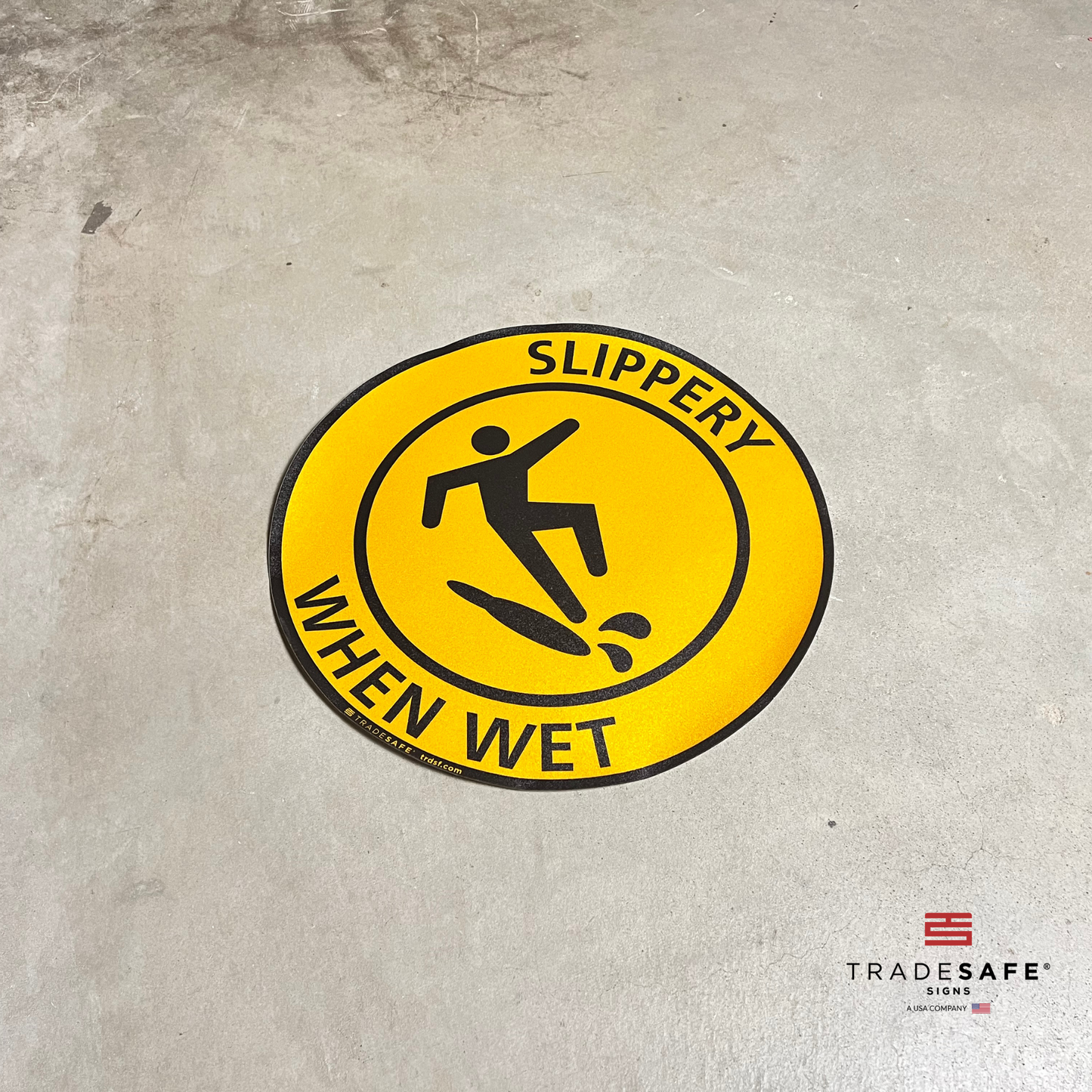 "slippery when wet" sign vinyl sticker on floor