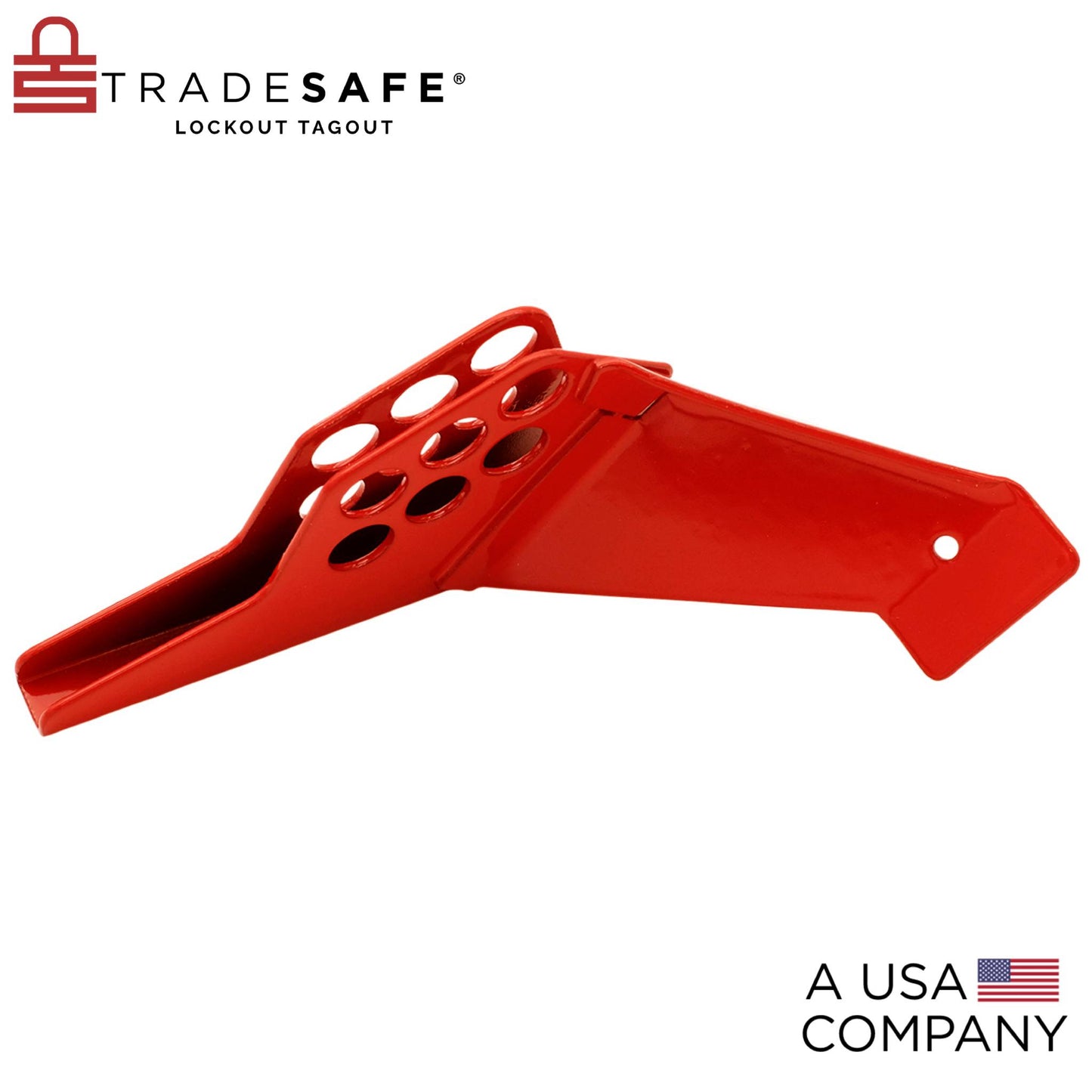 tradesafe red standard ball valve lock with six padlock holes