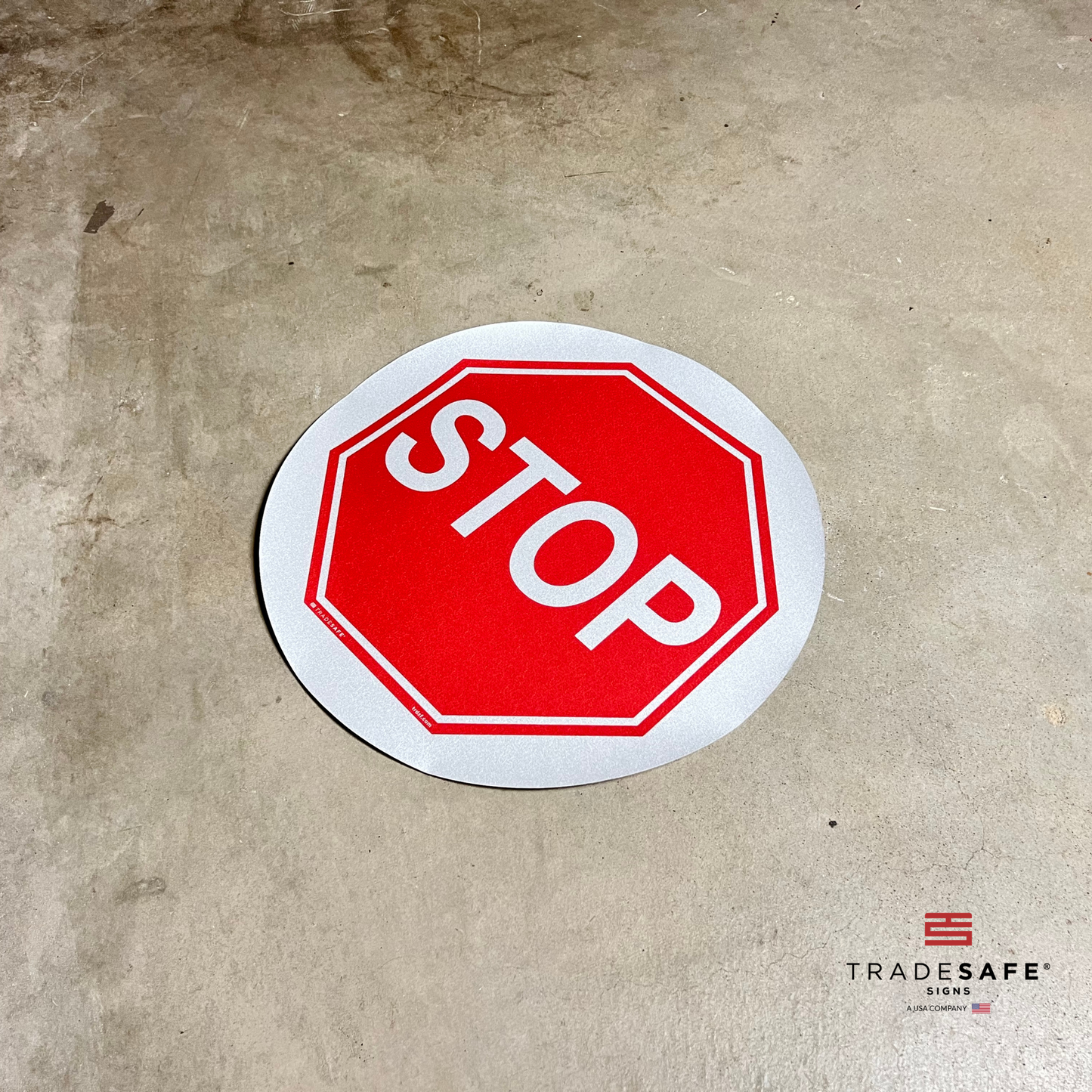 stop sign on floor