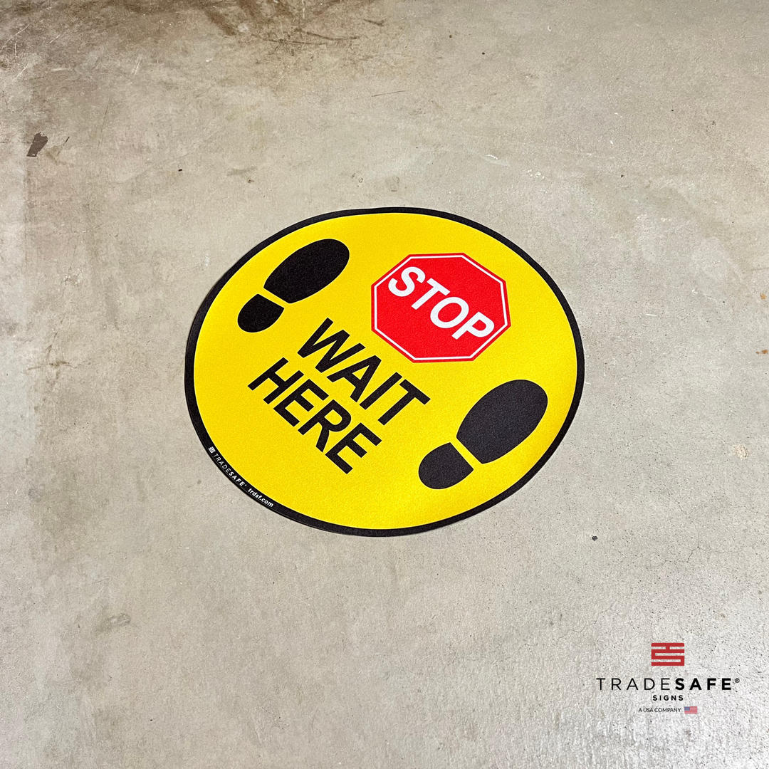 Stop Wait Here Sign - Anti-Slip Floor Sign | TRADESAFE