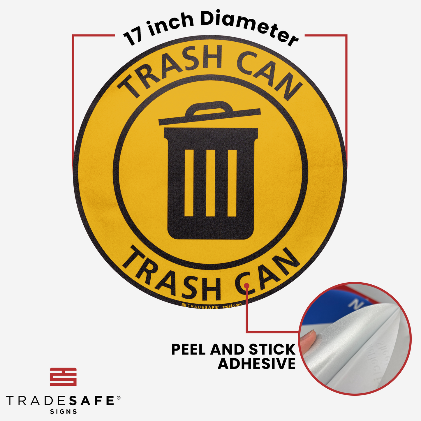 dimensions of trash can sign