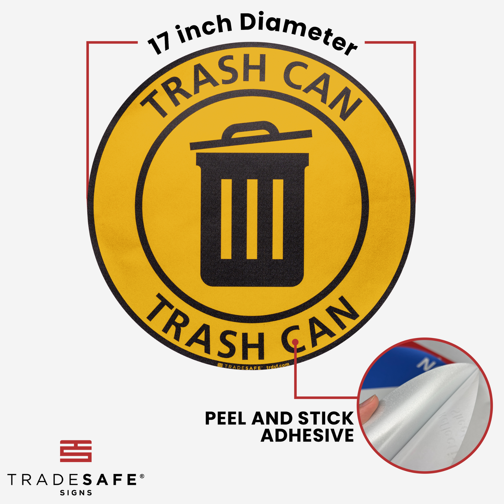 dimensions of trash can sign