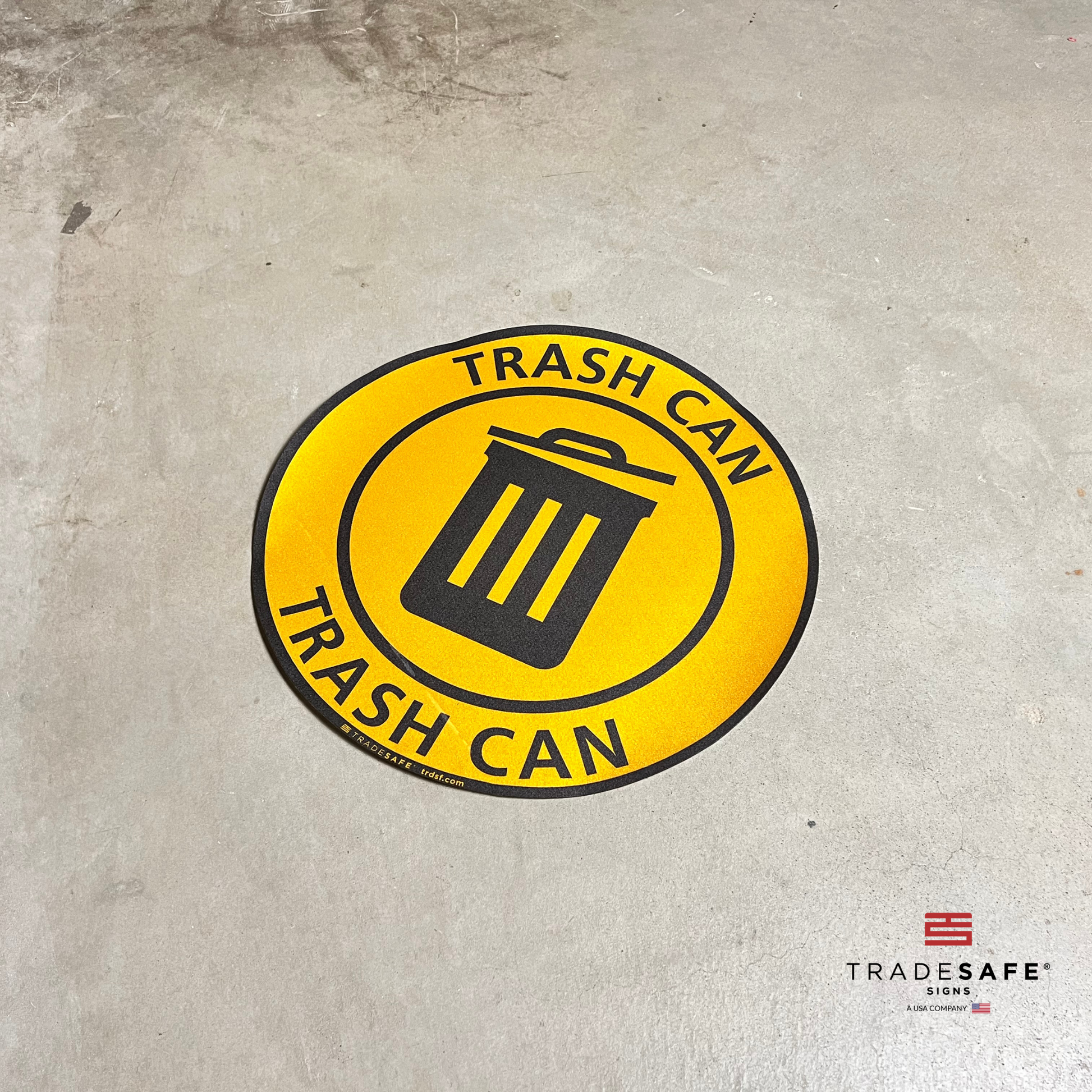 trash can sign vinyl sticker on floor