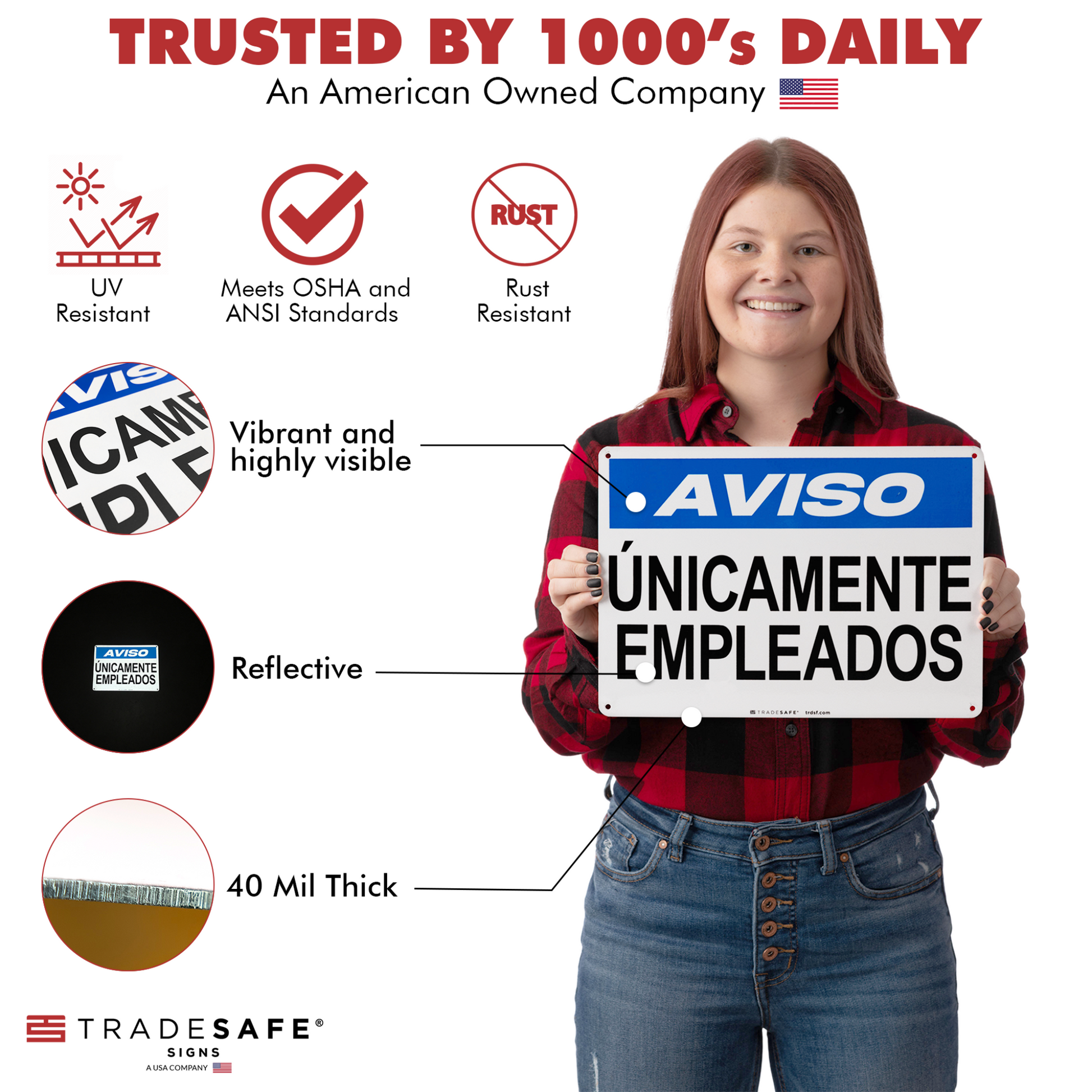 product attributes of aviso únicamente empleados sign