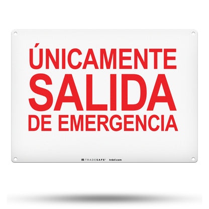 únicamente salida de emergencia sign