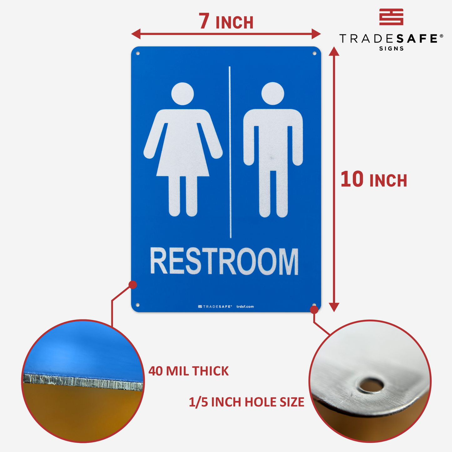 dimensions of unisex restroom sign