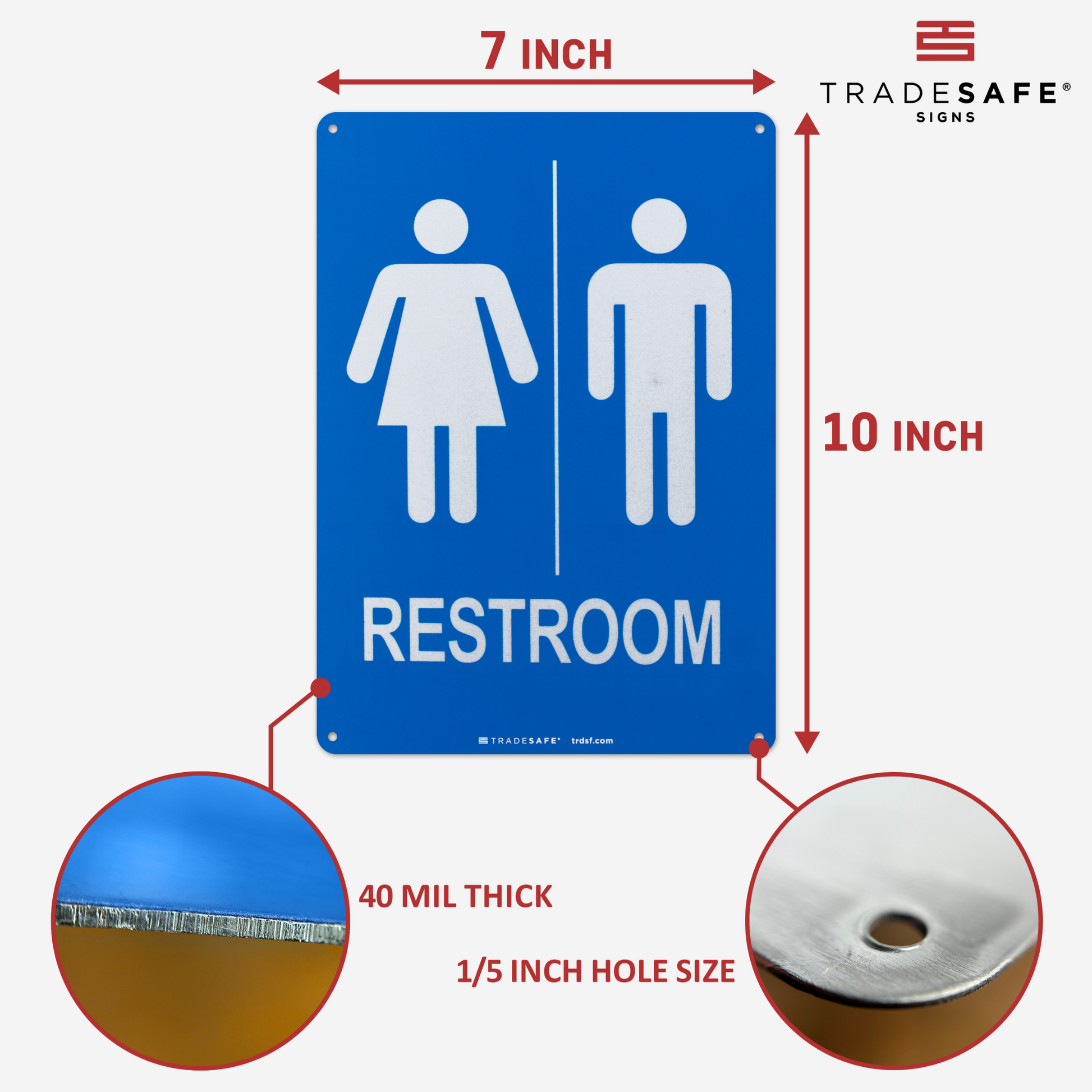 dimensions of unisex restroom sign