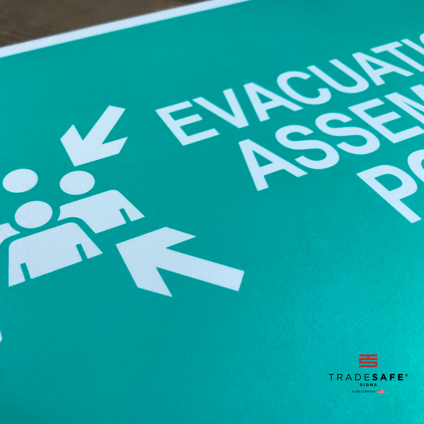 vibrant and highly visible assembly point sign