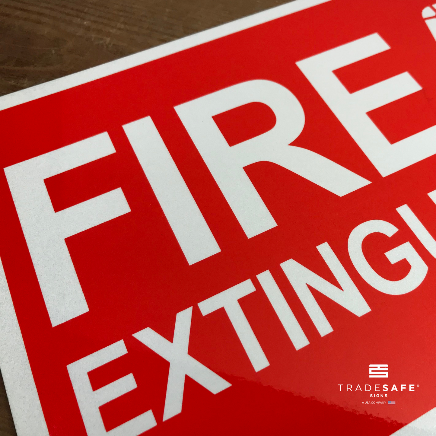 vibrant and highly visible fire extinguisher sign
