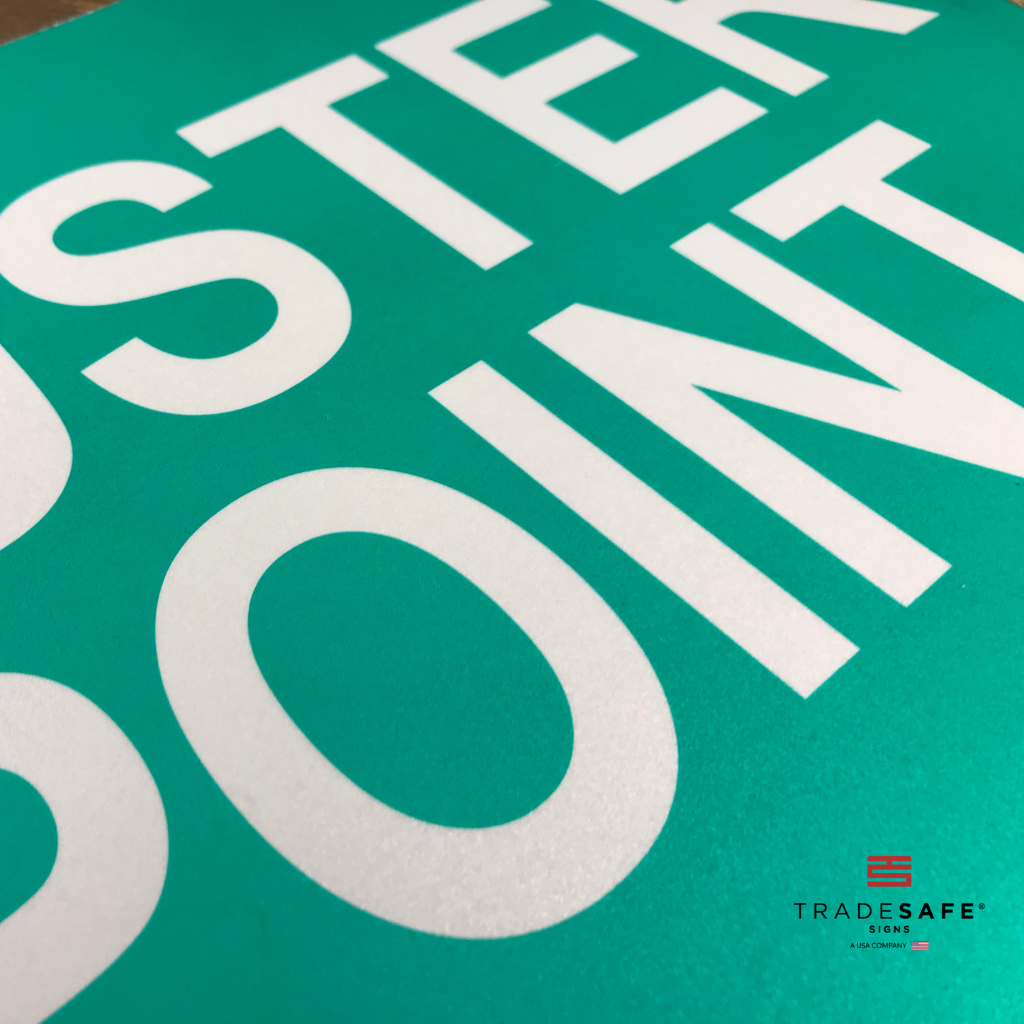 vibrant and highly visible muster point sign