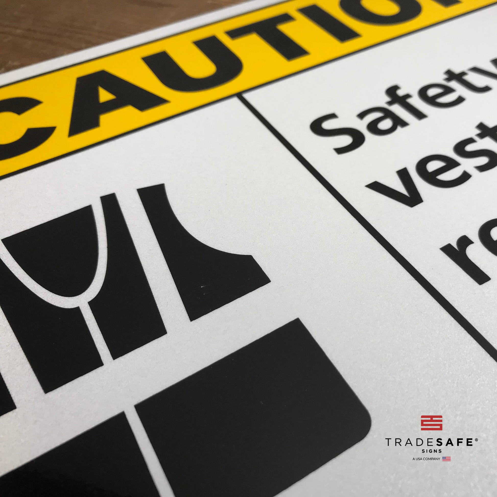 vibrant and highly visible PPE sign