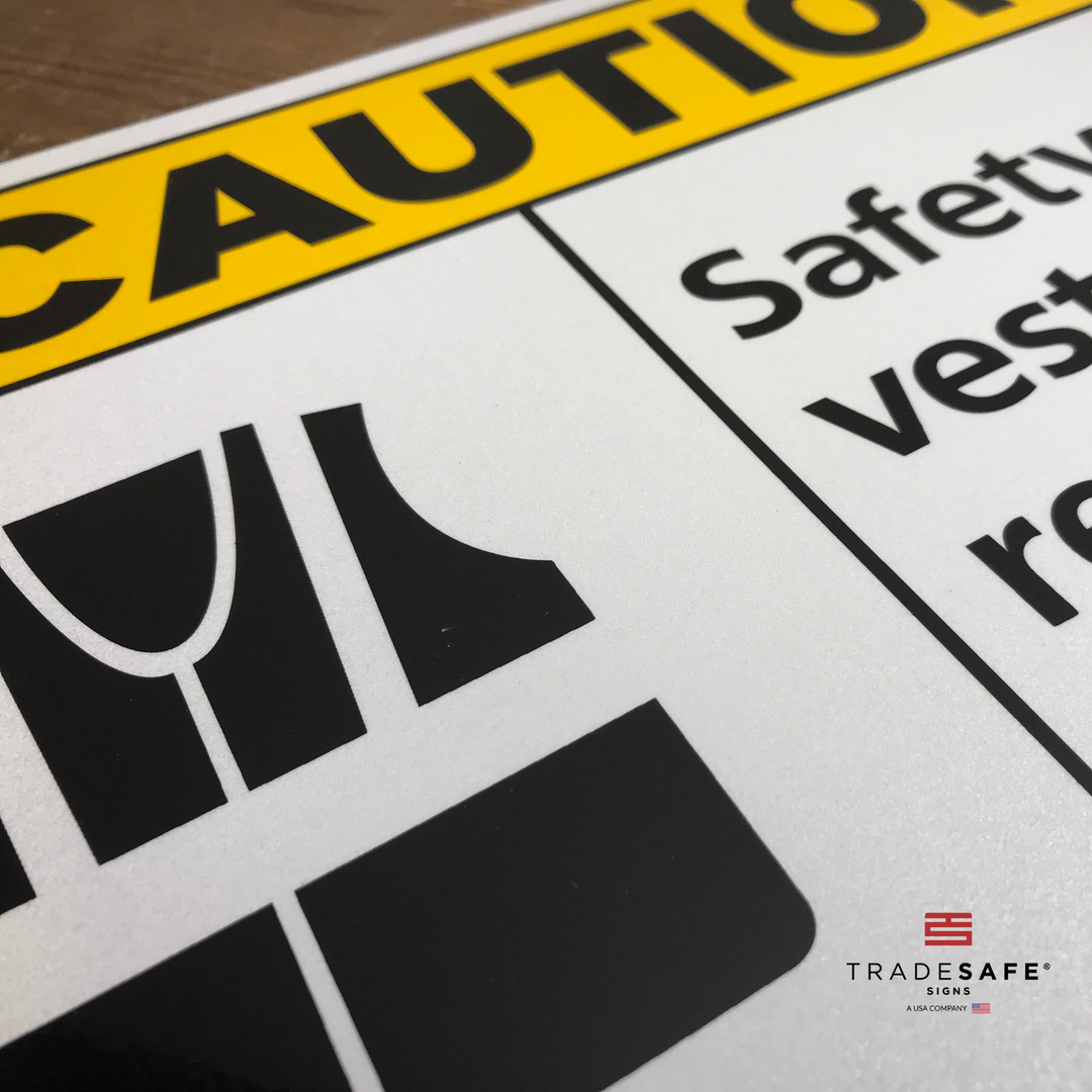 Wrapping Required. Sign Safety Vest Required Sign - Aluminum PPE Signs | TRADESAFE
