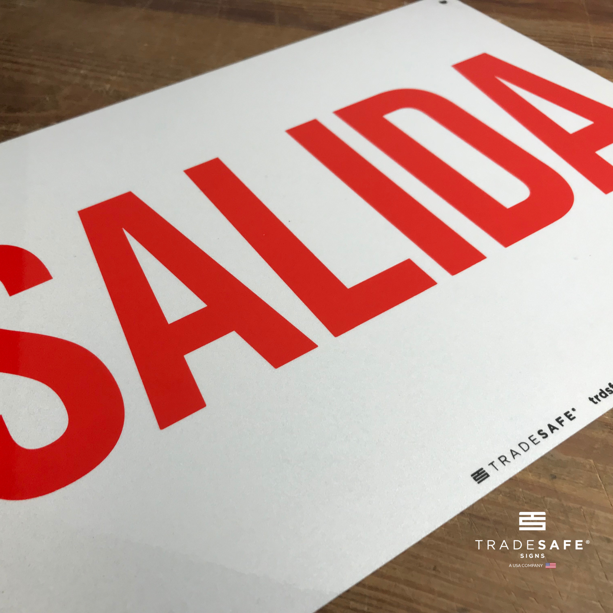 Exit Sign - Salida - Aluminum Exit Sign | TRADESAFE