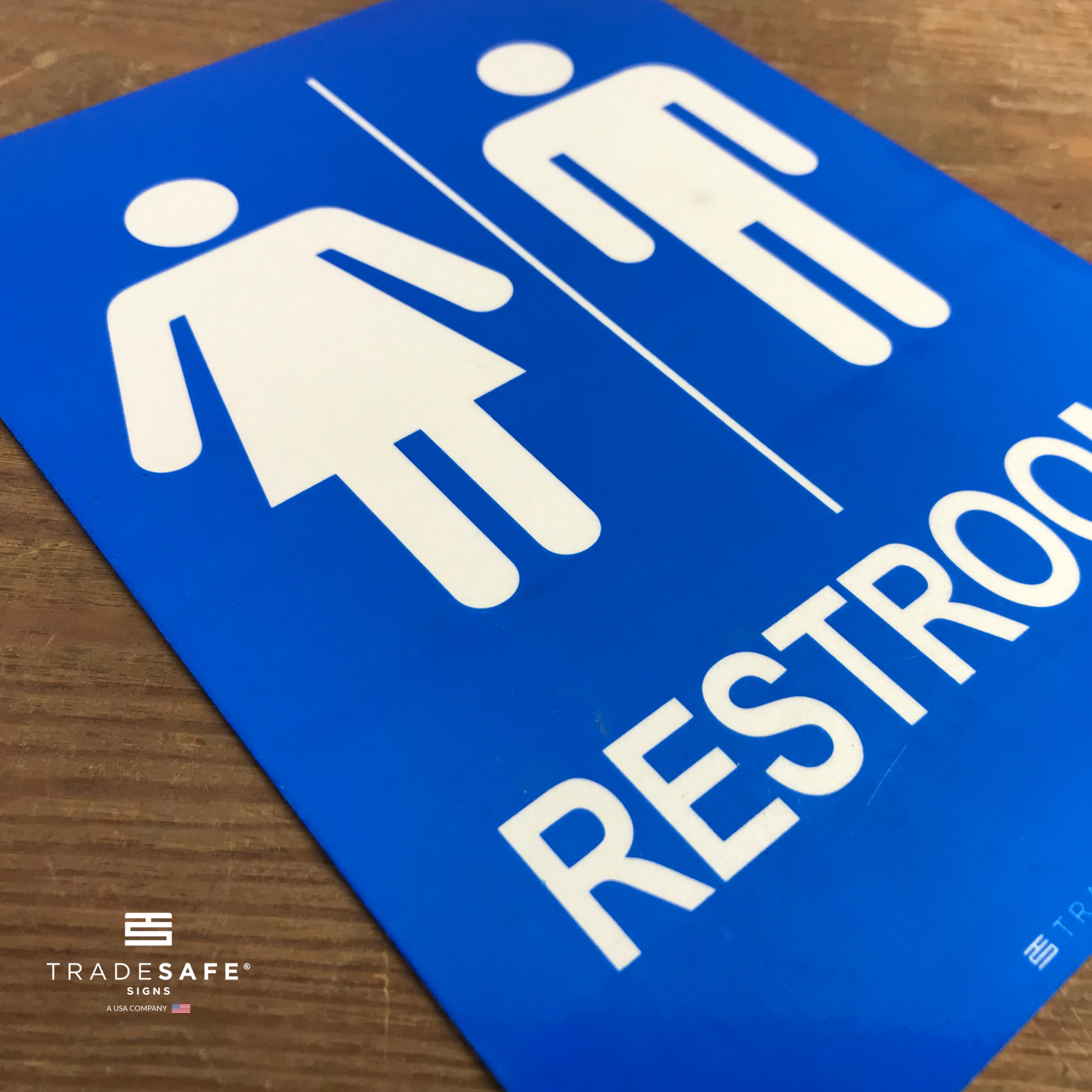 vibrant and highly visible unisex restroom sign