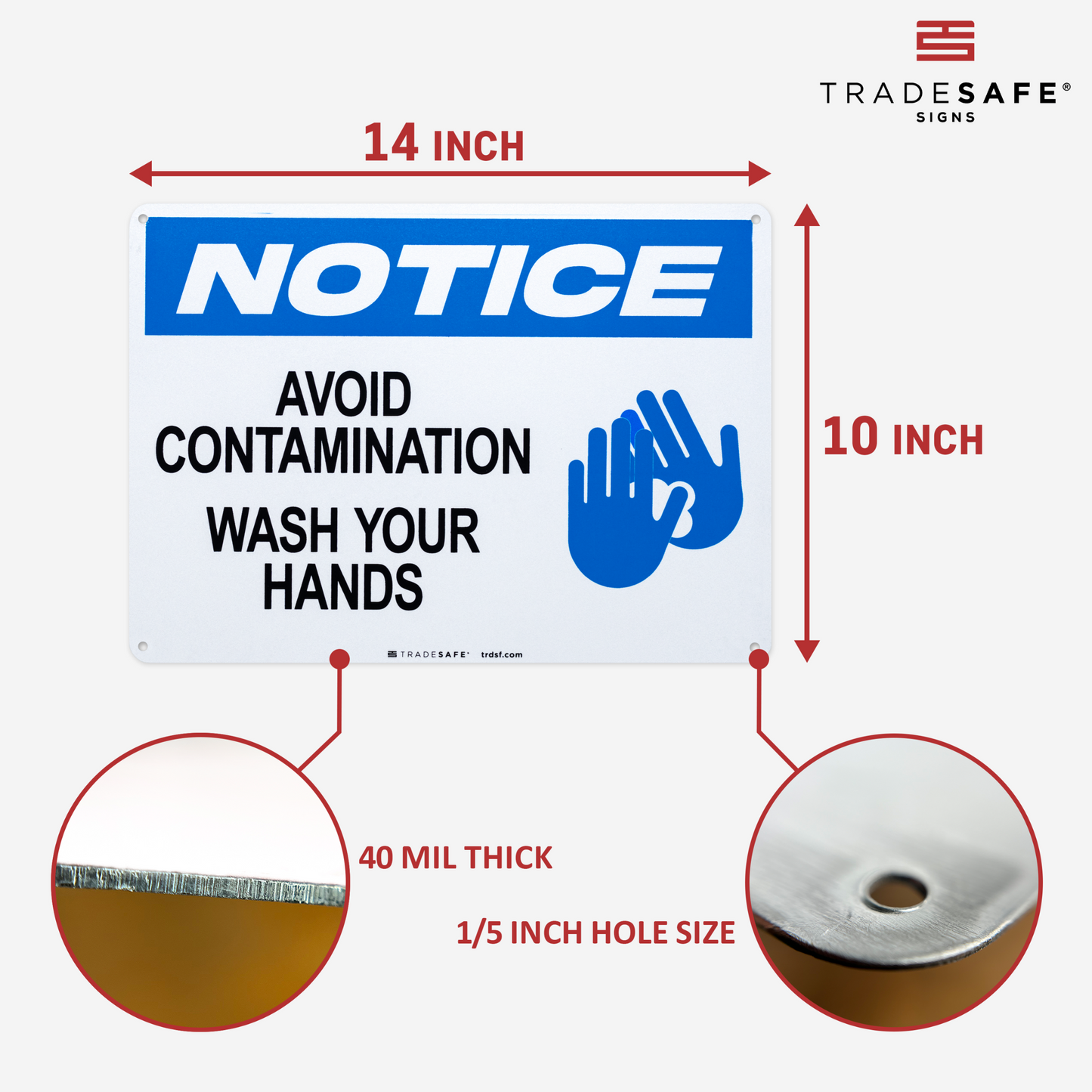 dimensions of notice avoid contamination wash your hands sign