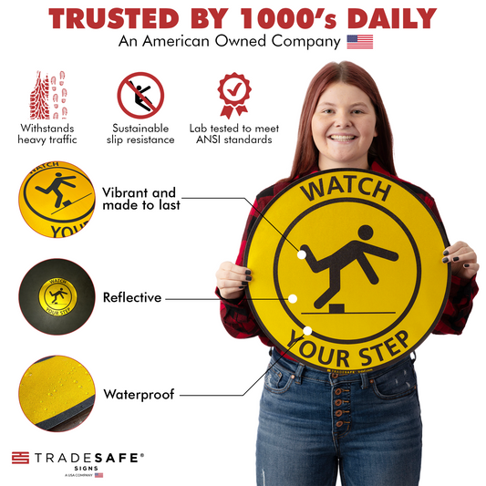 product attributes of watch your step sign