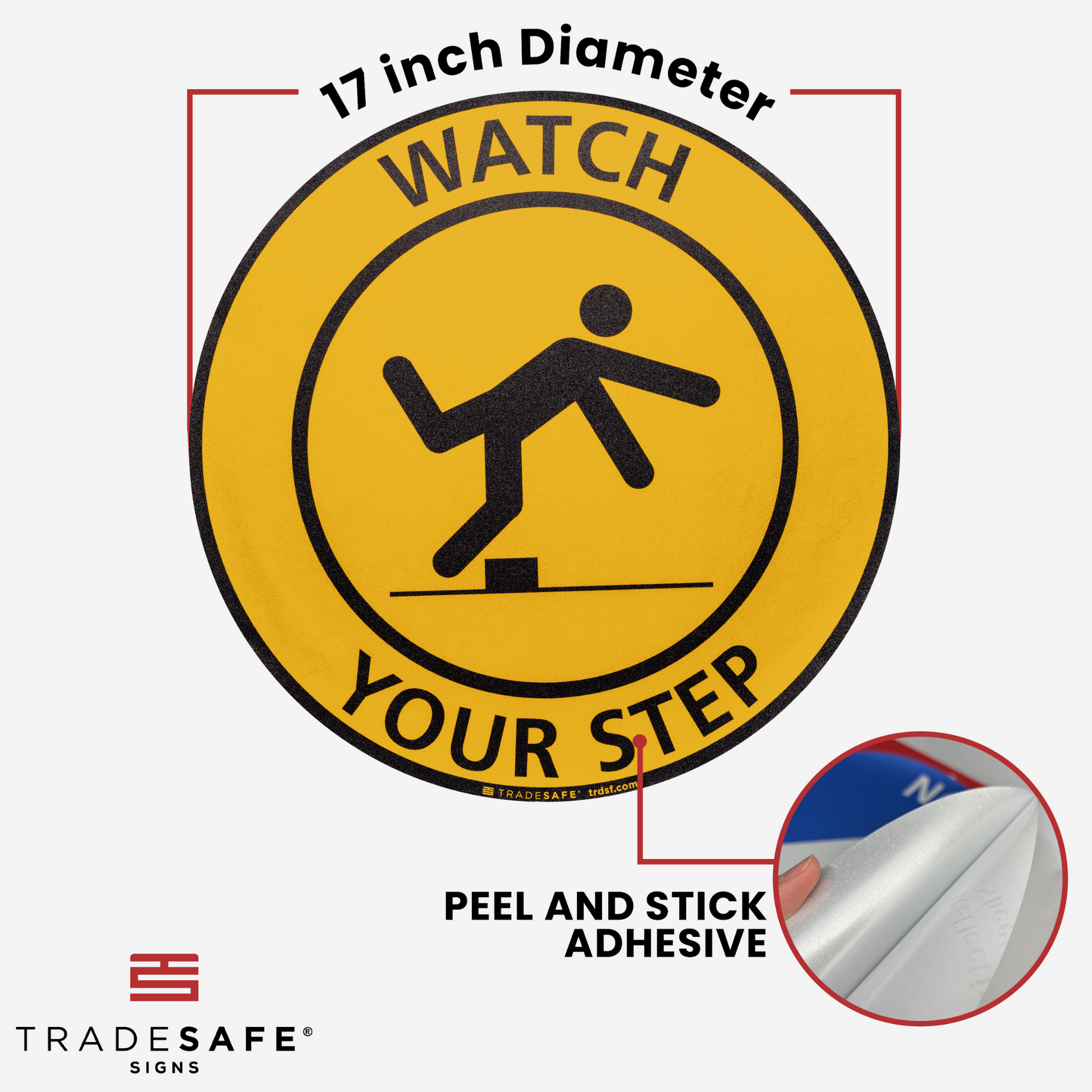 dimensions of watch your step sign