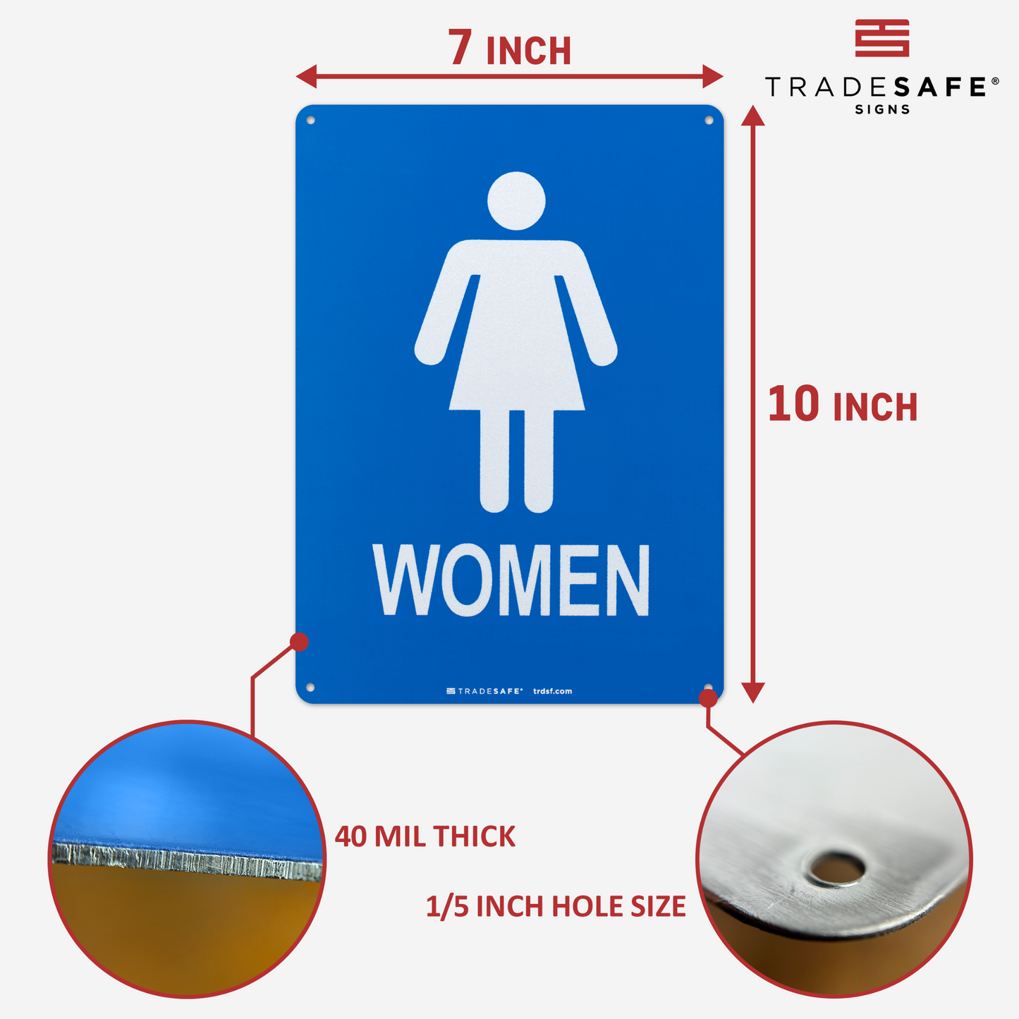 dimensions of women's restroom sign